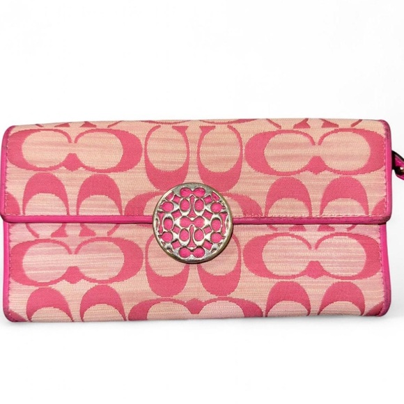 Coach Signature Wallet - Pink & Blush-Beige - Picture 1 of 8